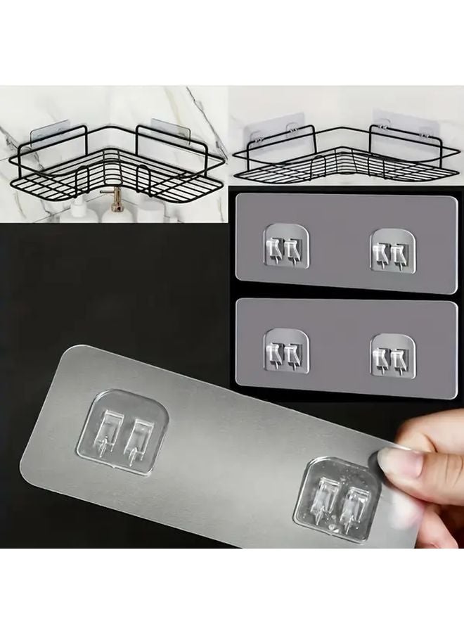 10pcs Long Double Hook Traceless Self Adhesive Shower Racks Bathtub Storage Baskets - Image 1